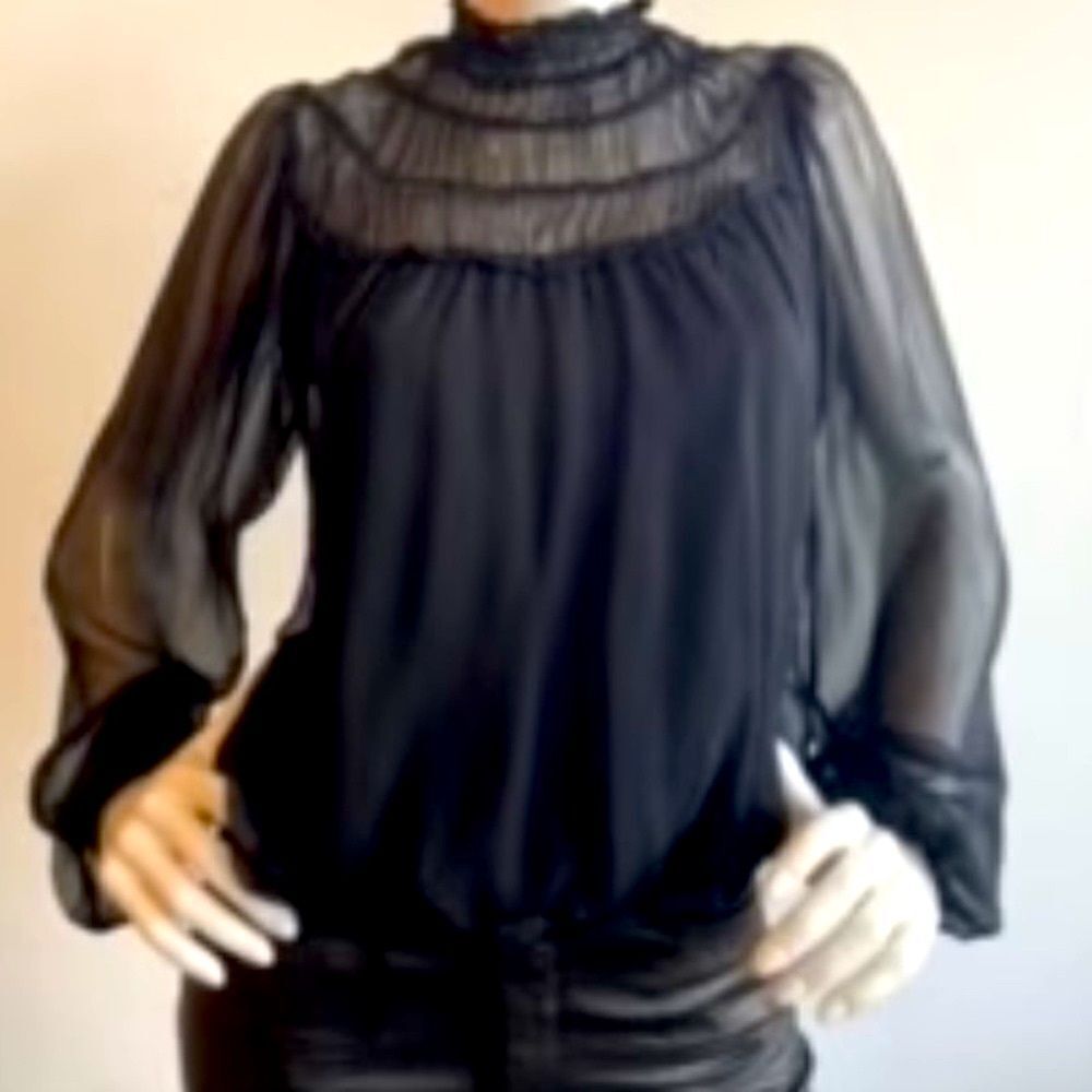Lola and Sophie silk black cottage core top size extra small
